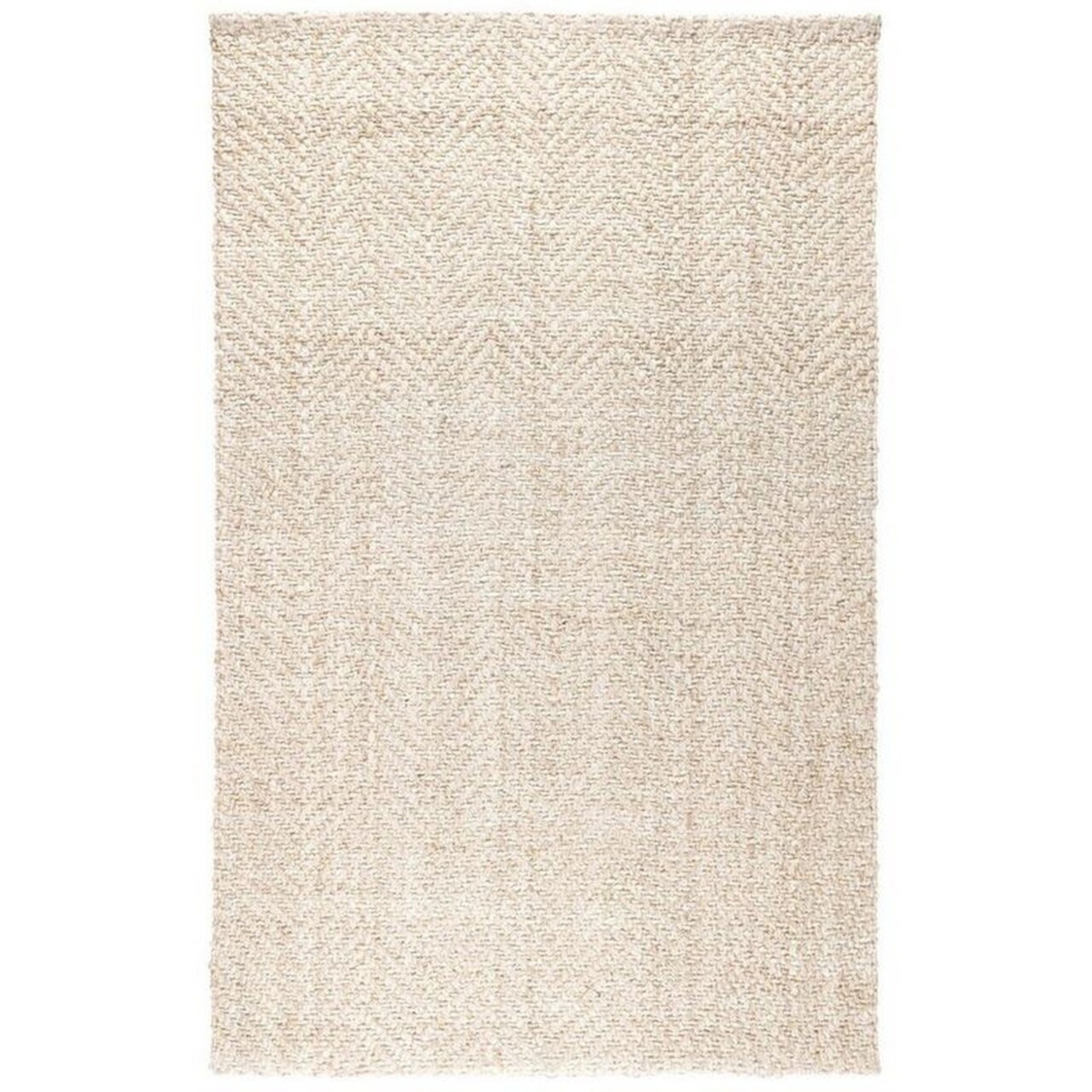 Saltoro Sherpi Milo 5 x 8 Area Rug, Handwoven Chevron Pattern, Ivory White Cotton Fabric-